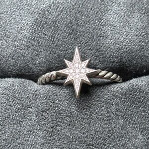 David Yurman Cable Collectibles North Star Stack Ring with Pave Diamonds. Size 7